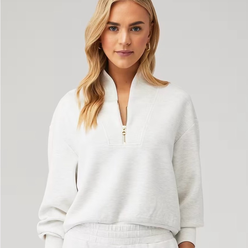 White Half-Zip Pullover Sweater